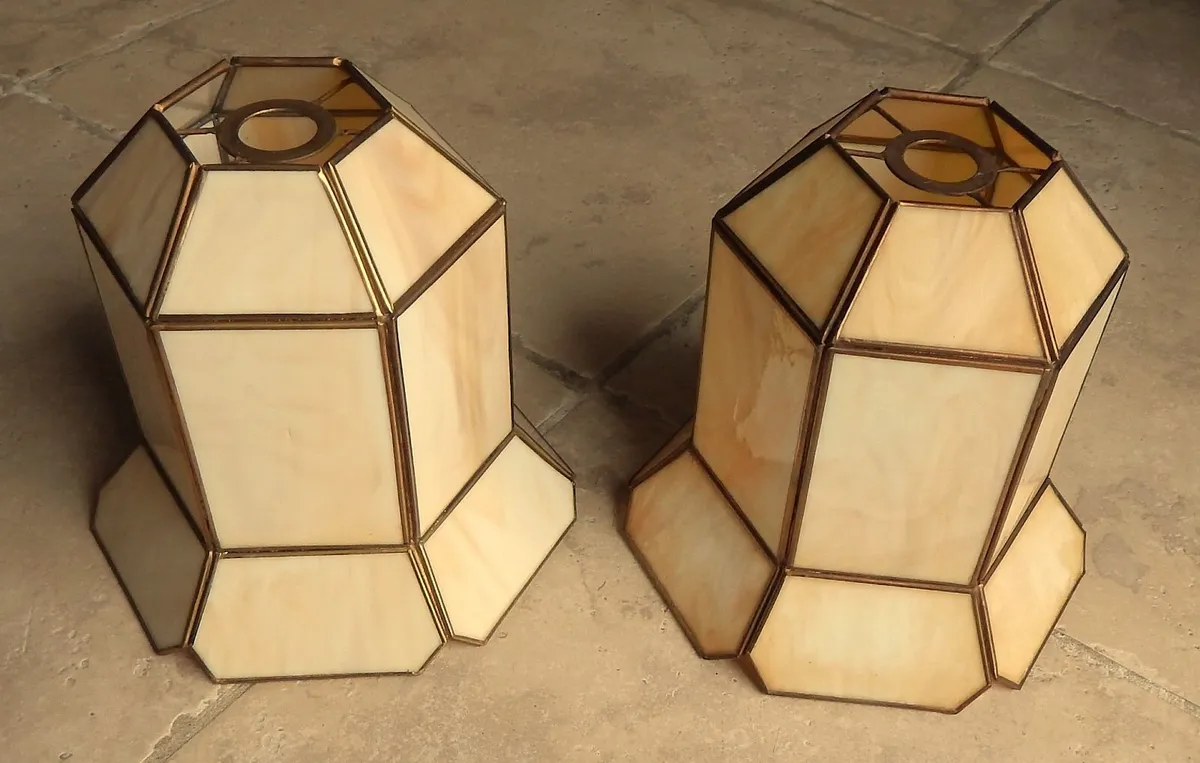 Pair of Tiffany Style Pendant Light Shades - Image 2