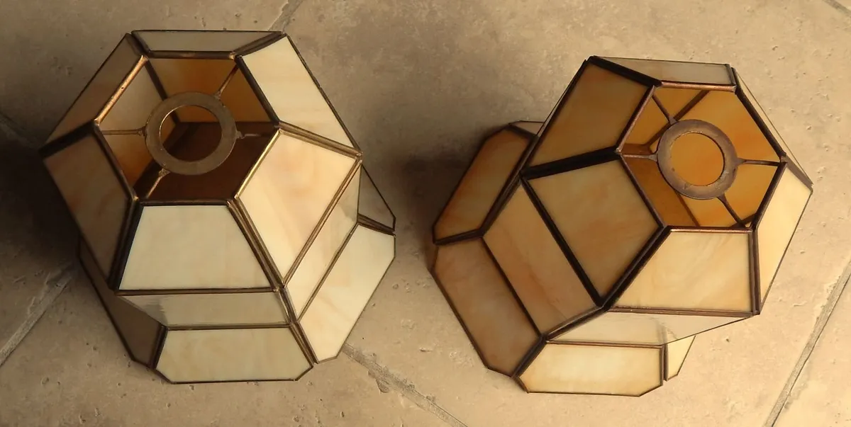 Pair of Tiffany Style Pendant Light Shades - Image 3