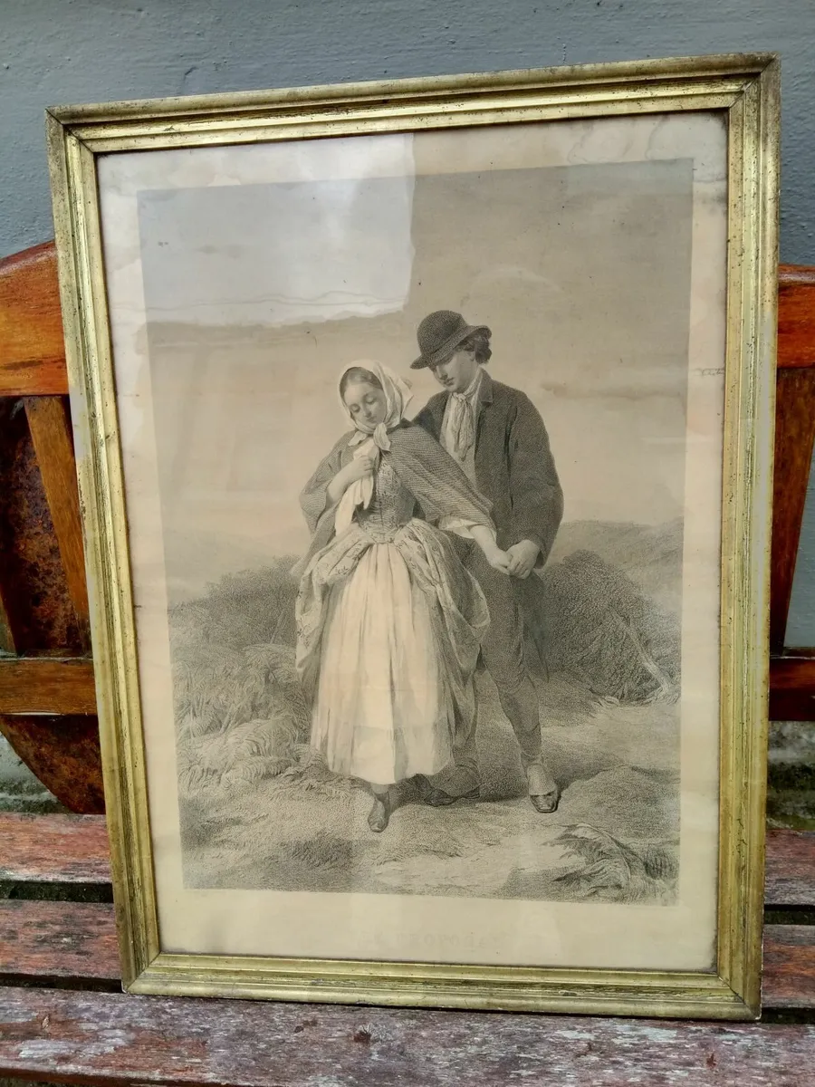 Antique engraved picture "The Proposal"