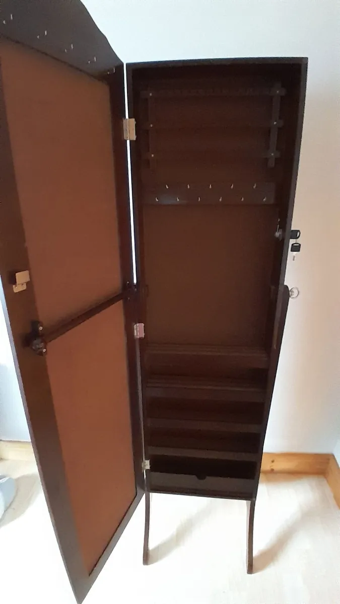 Jewellery Mahogany Armoire Mirrored Cabinet - Image 4