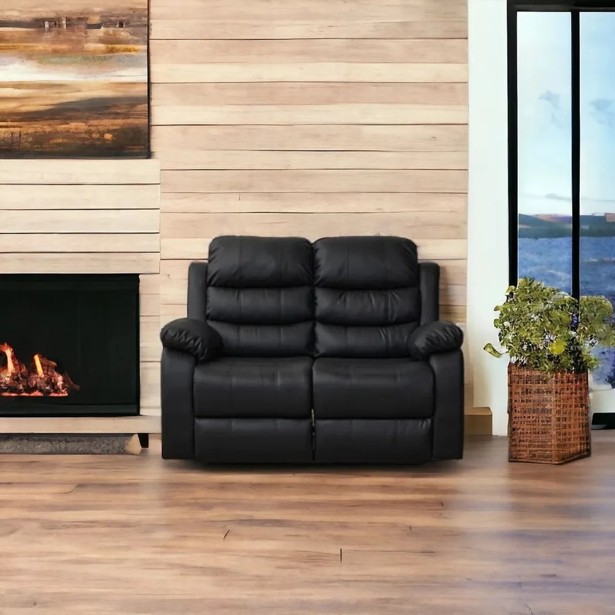 🛋️2-Seater Recliner Sofa – Black - Image 1