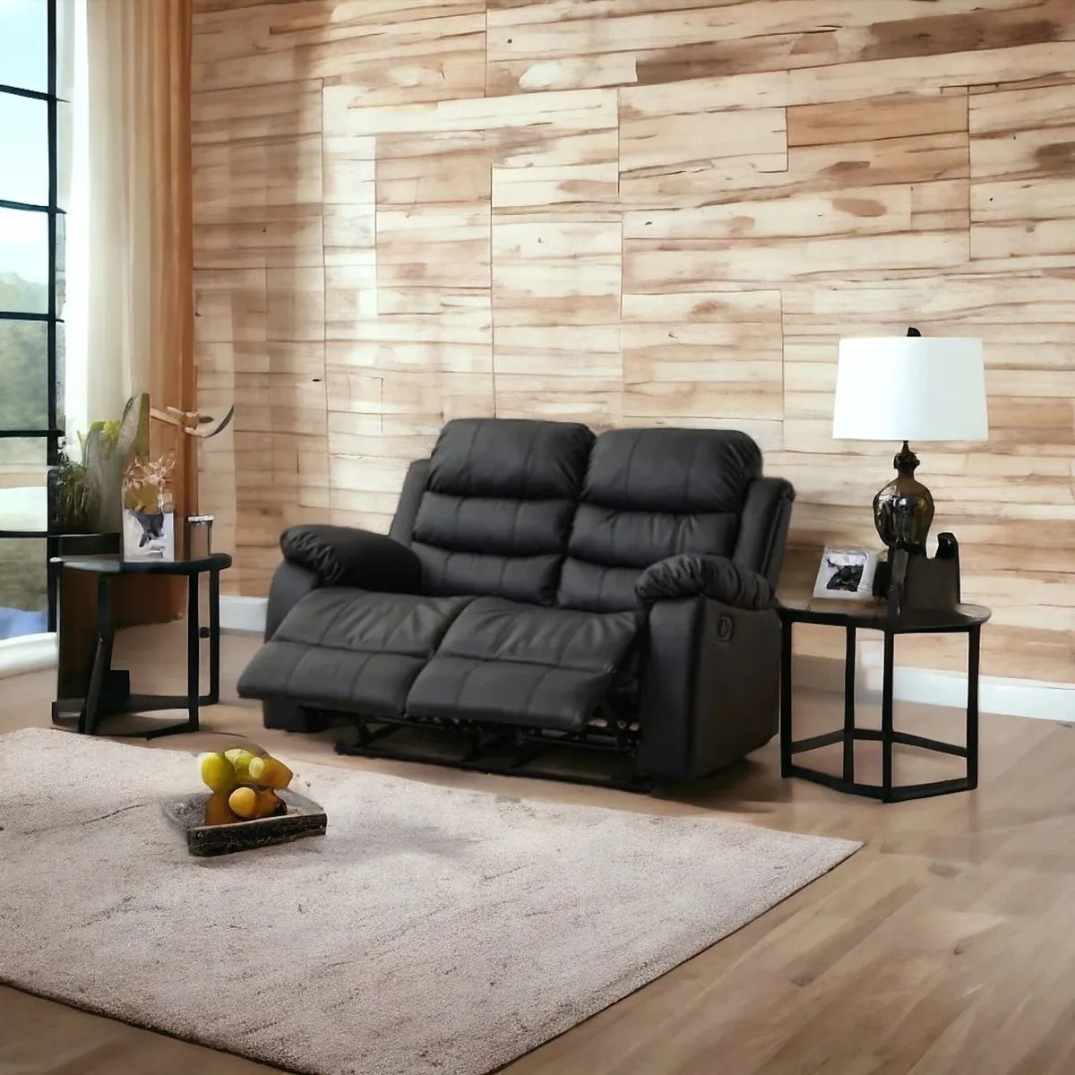 🛋️2-Seater Recliner Sofa – Black - Image 2