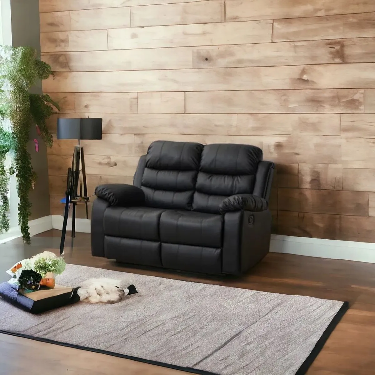 🛋️2-Seater Recliner Sofa – Black - Image 2