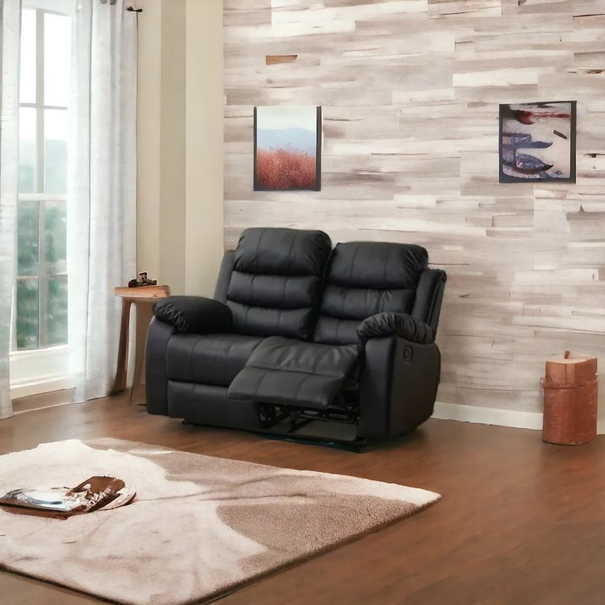 🛋️2-Seater Recliner Sofa – Black - Image 2