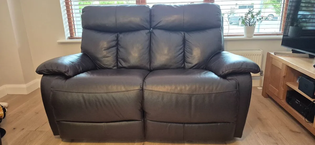 2 Seater Brown Leather Recliner Sofa