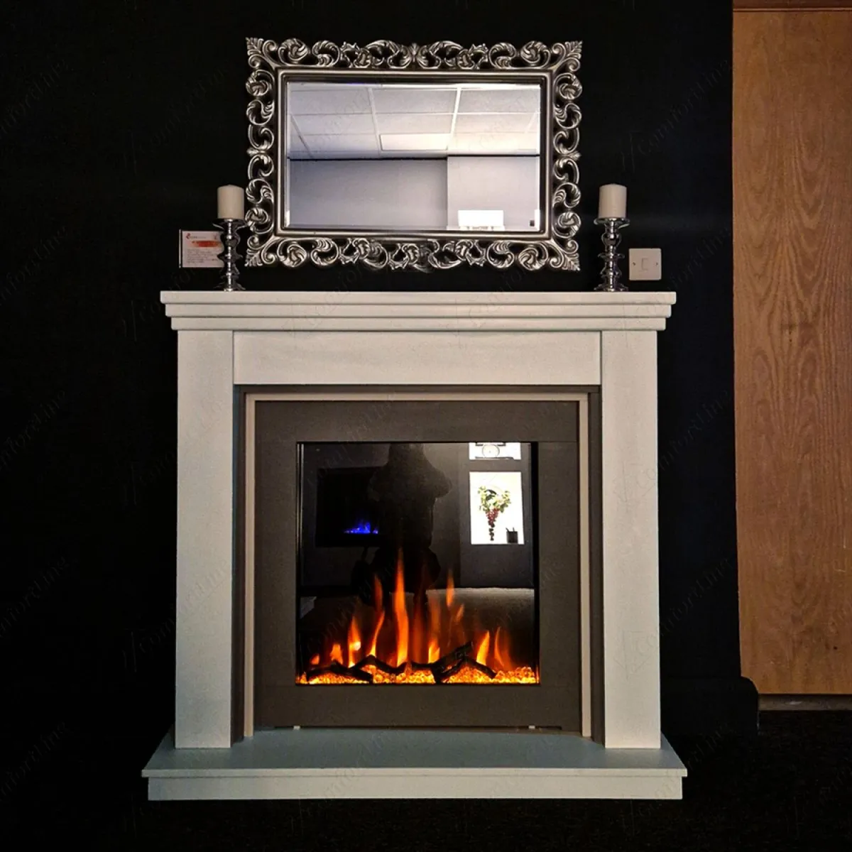 Antoinette Polished Polar White Marble Fireplace - Image 2