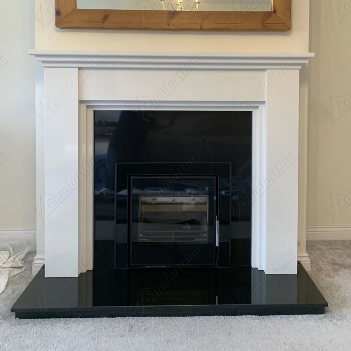 Antoinette Polished Polar White Marble Fireplace - Image 3
