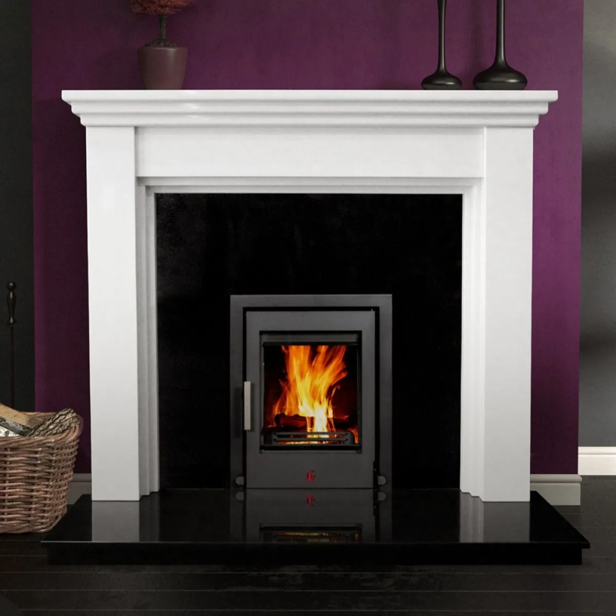 Antoinette Polished Polar White Marble Fireplace - Image 1