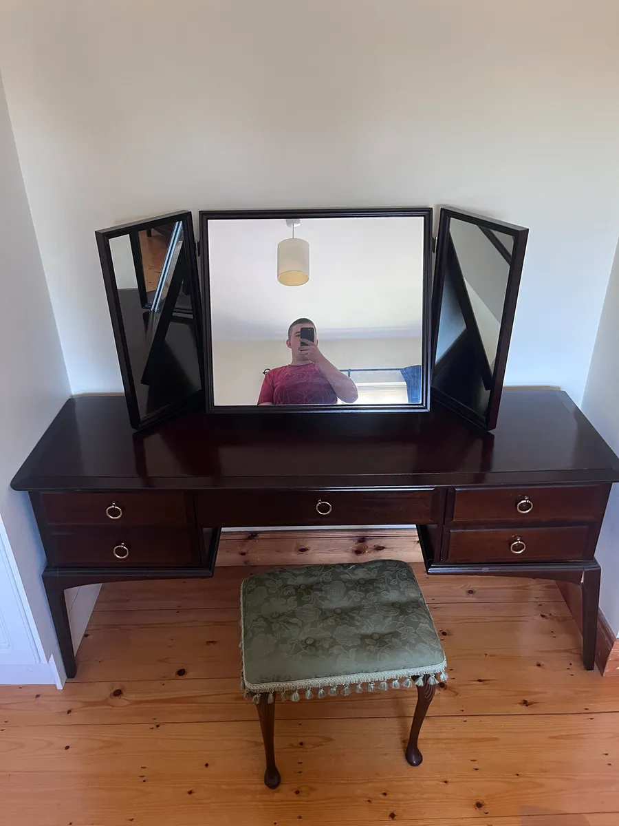 Antique Dressing Table with Trifold Mirrors