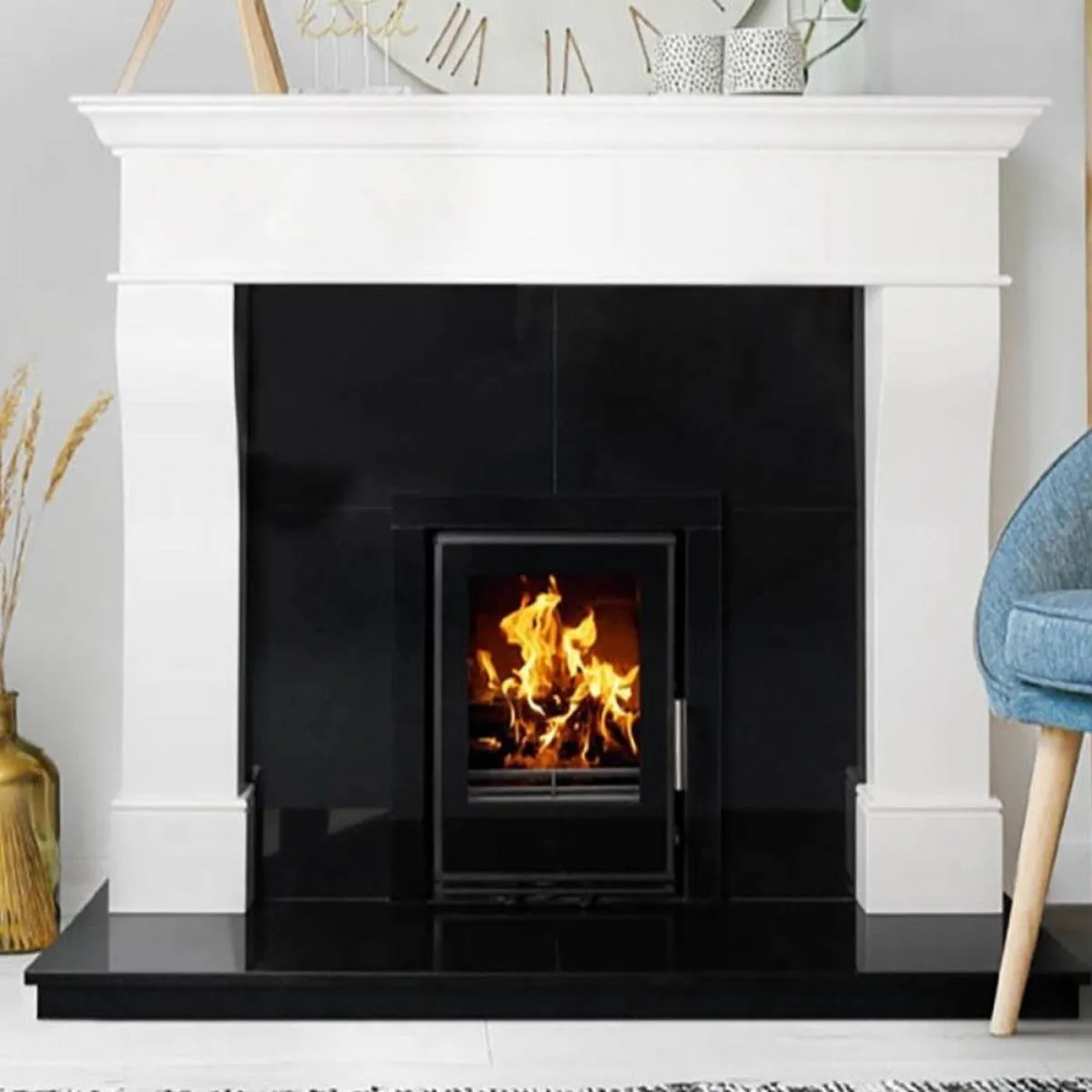 Plaza Polished Polar White Marble Fireplace - Image 1