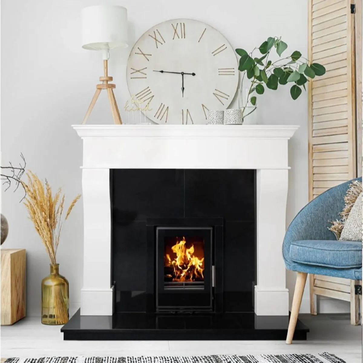 Plaza Polished Polar White Marble Fireplace - Image 2