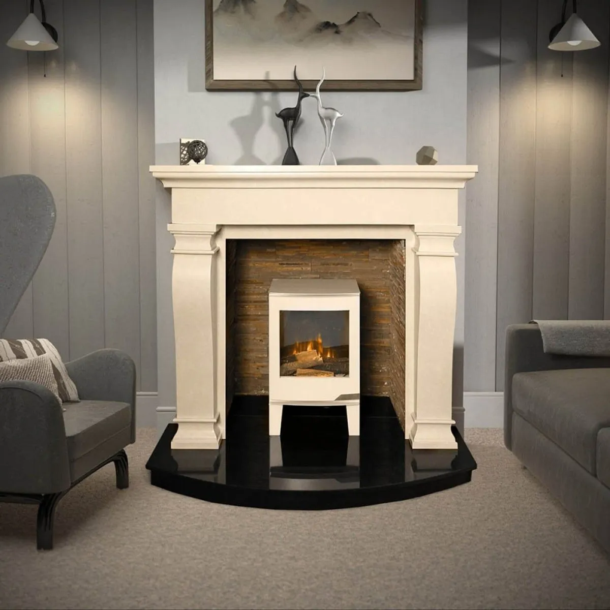 60" Ravelle Ivory Cream Fireplace Surround - Image 2