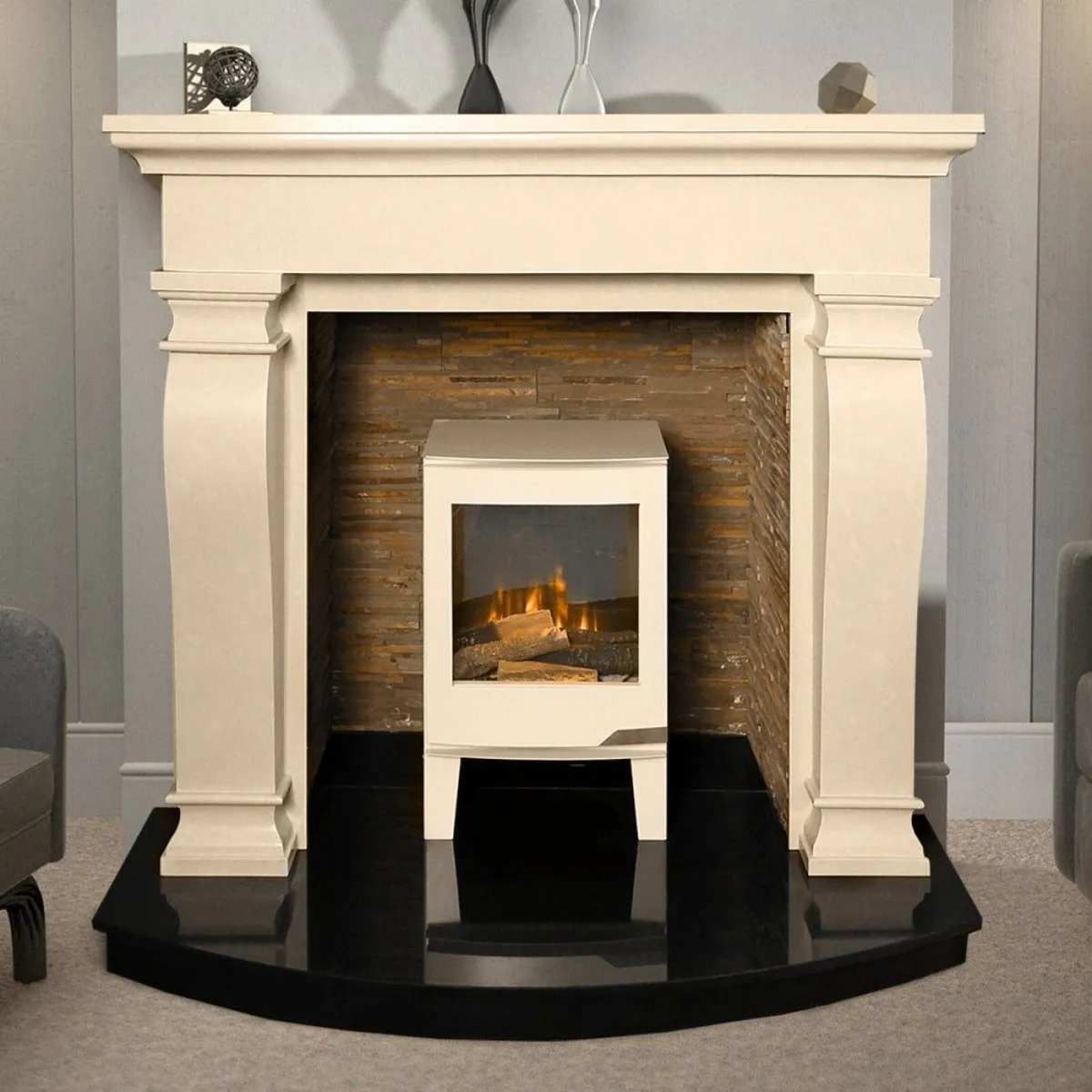 60" Ravelle Ivory Cream Fireplace Surround - Image 1