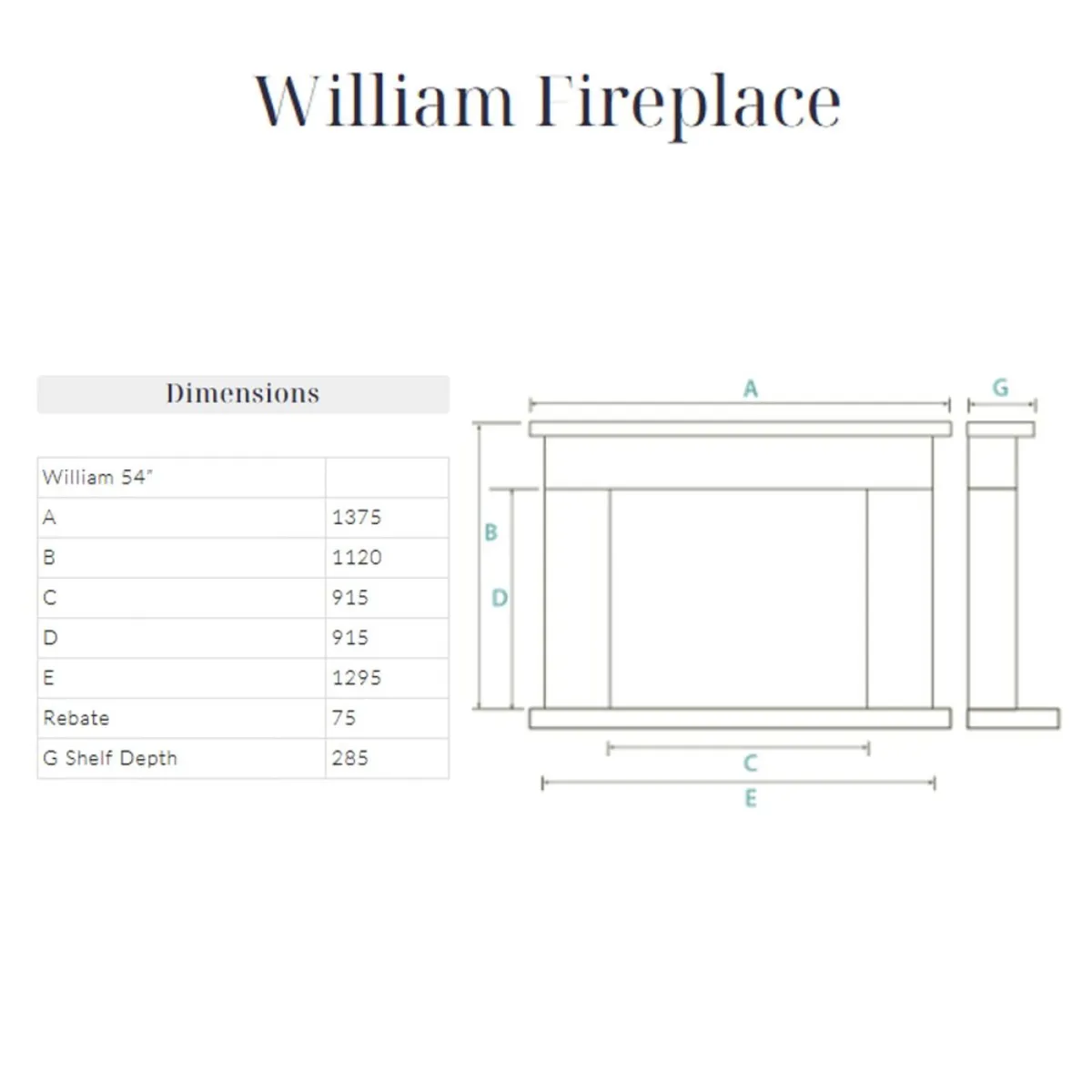 William 54" Fireplace Surround - Ivory Pearl - Image 2