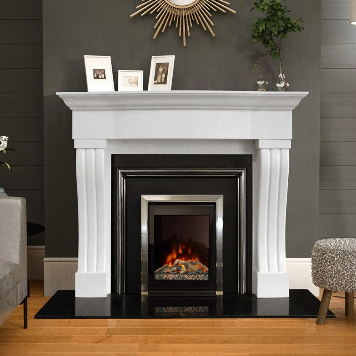 Winchester Polar White Marble Fireplace Surround