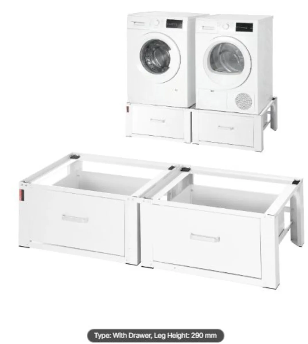 Laundry Pedestal, 290 mm Height, Washer and Dryer - Image 1