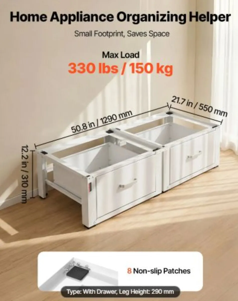 Laundry Pedestal, 290 mm Height, Washer and Dryer - Image 4