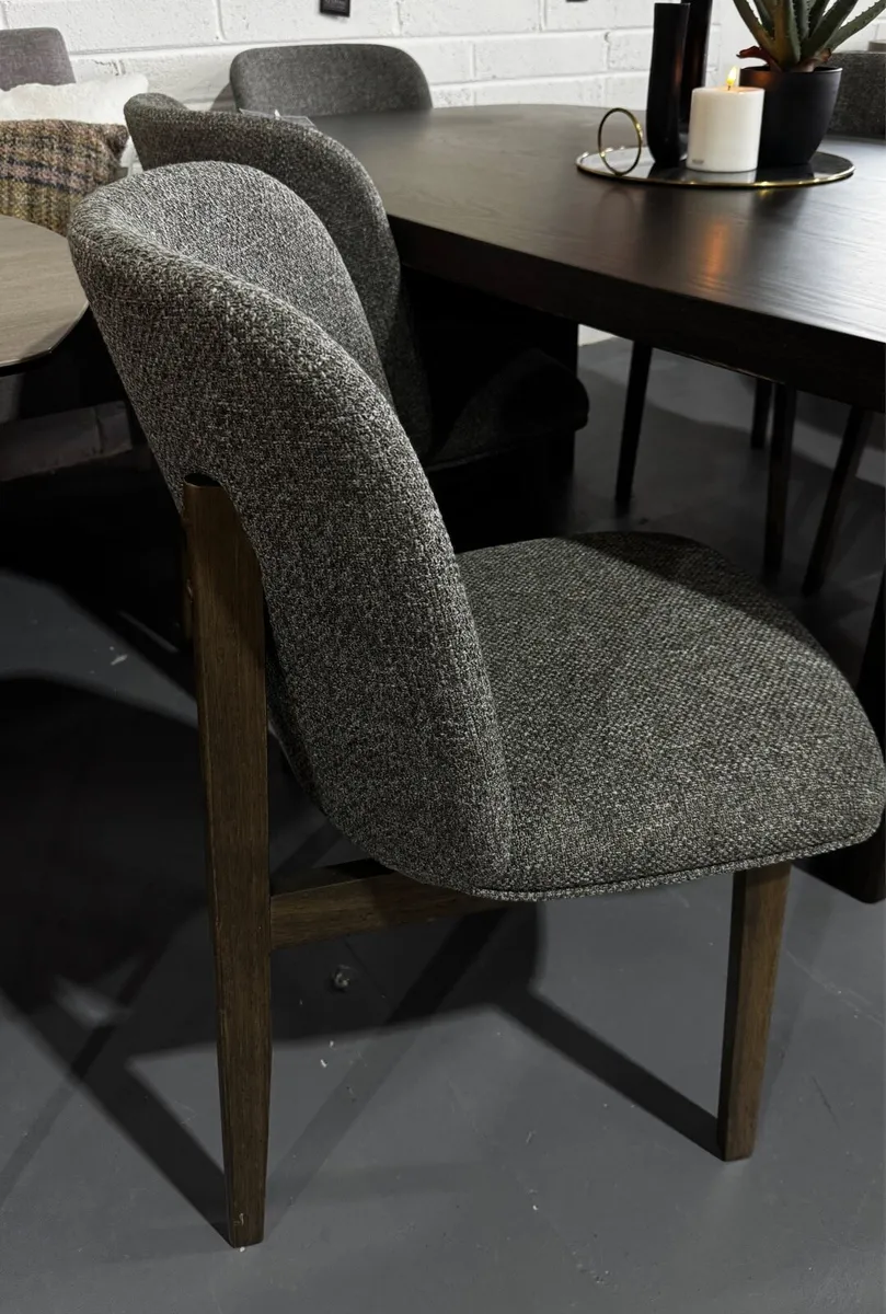 6 Smoked Ash Dining Chairs Ex Display, Like New - Image 1