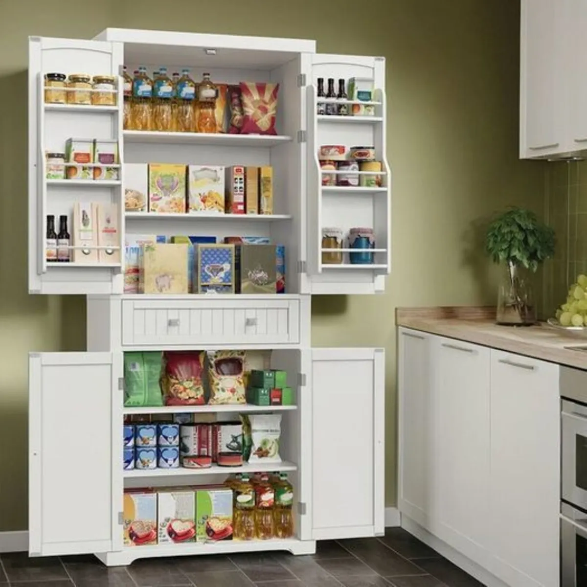 Tall White Storage Cabinet Pantry - Image 3