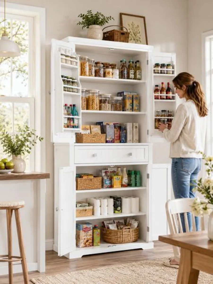 Tall White Storage Cabinet Pantry - Image 1