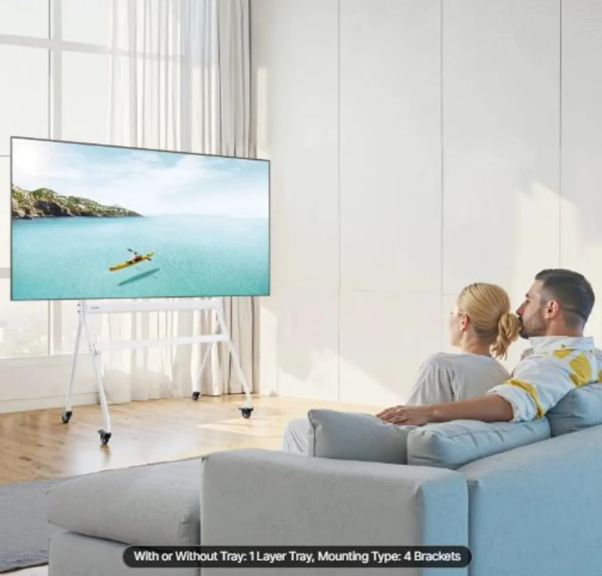 Rolling TV Stand, Mobile TV Cart for 35-100 Inch - Image 4