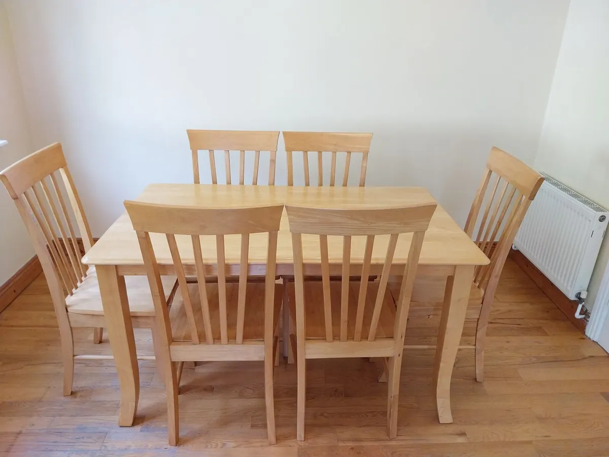 Solid Wood Table & 6 Chairs - Image 2
