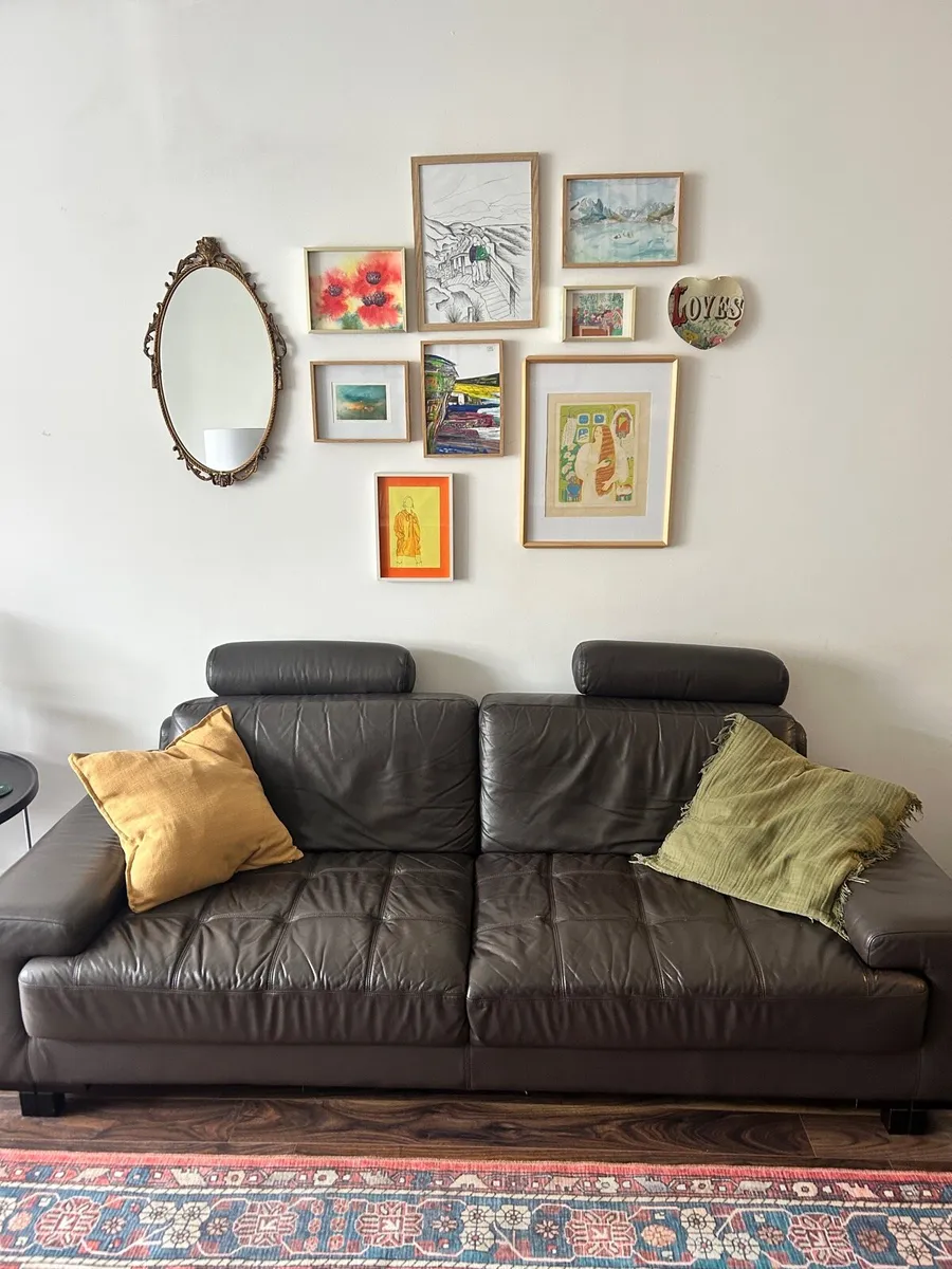 Mid-century leather sofa and armchair - Image 1