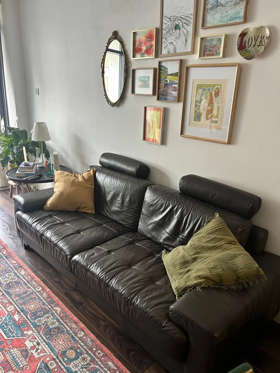 Mid-century leather sofa and armchair - Image 2