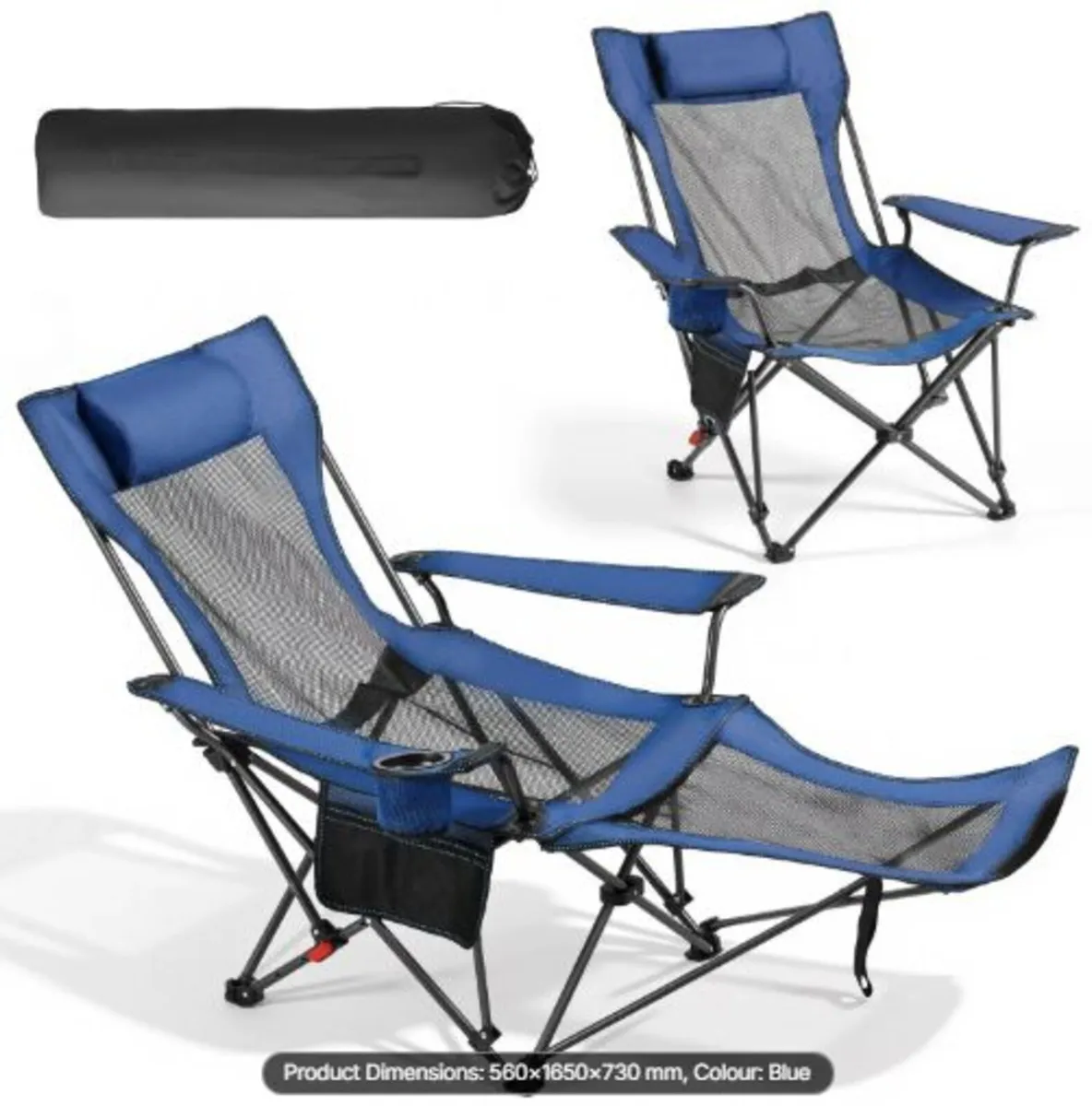 Reclining Camping Chair, 4 Adjustable Positions, - Image 1