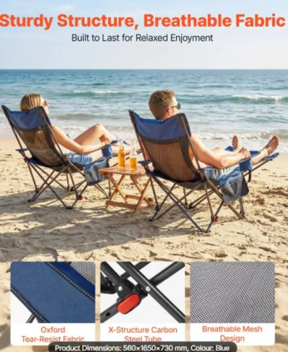Reclining Camping Chair, 4 Adjustable Positions, - Image 4
