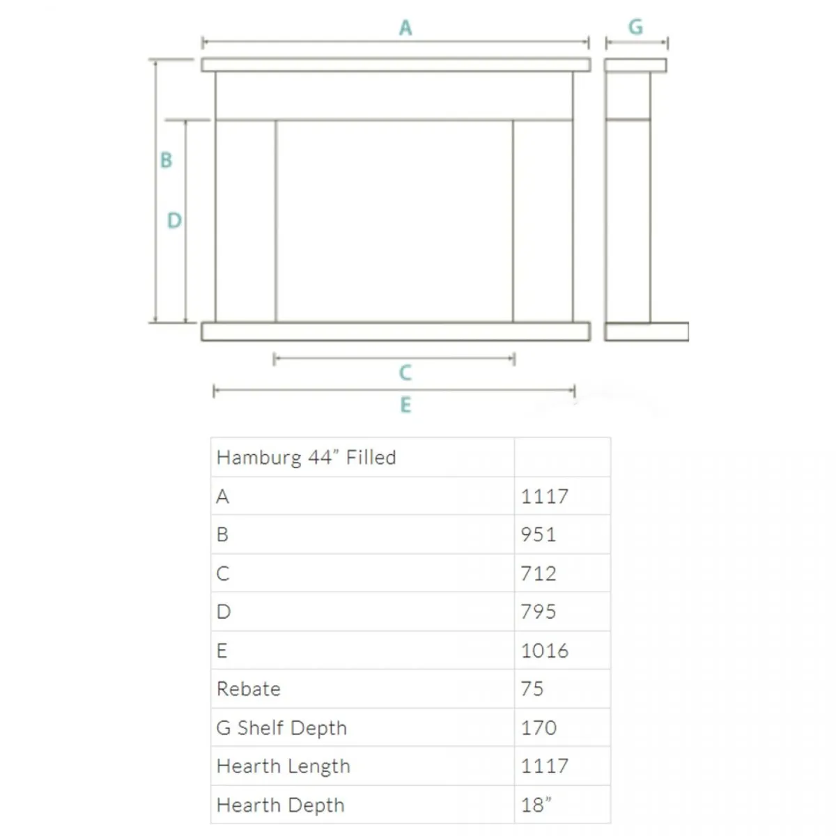 HAMBURG 44'' FIREPLACE SET & INSERT STOVE VITAE 6 - Image 3