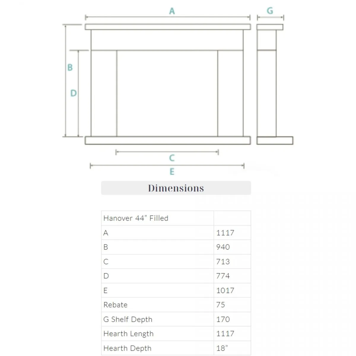 HANOVER 44'' FIREPLACE SET & INSERT STOVE RUBY 5kw - Image 3