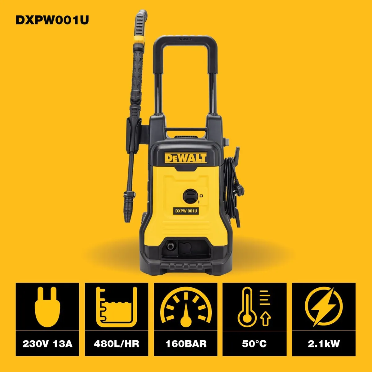 DXPW001U 160bar 480L/hr 2.1kW High Pressure Washer - Image 3