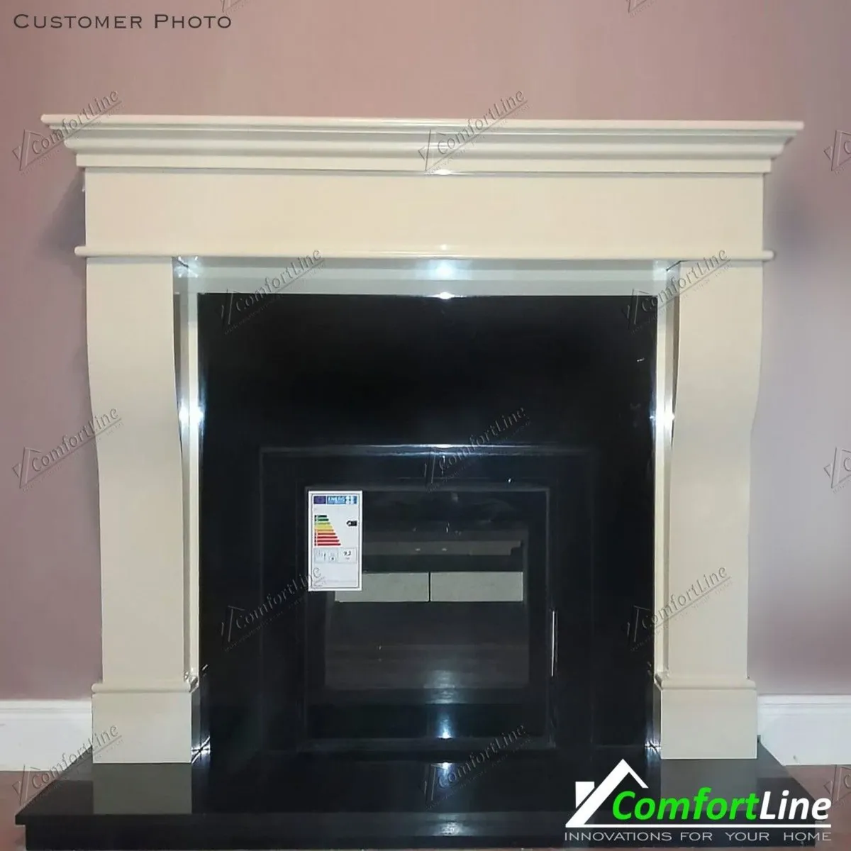 Pisa 54'' Fireplace Set with Vitae 9kw Inset Stove - Image 1