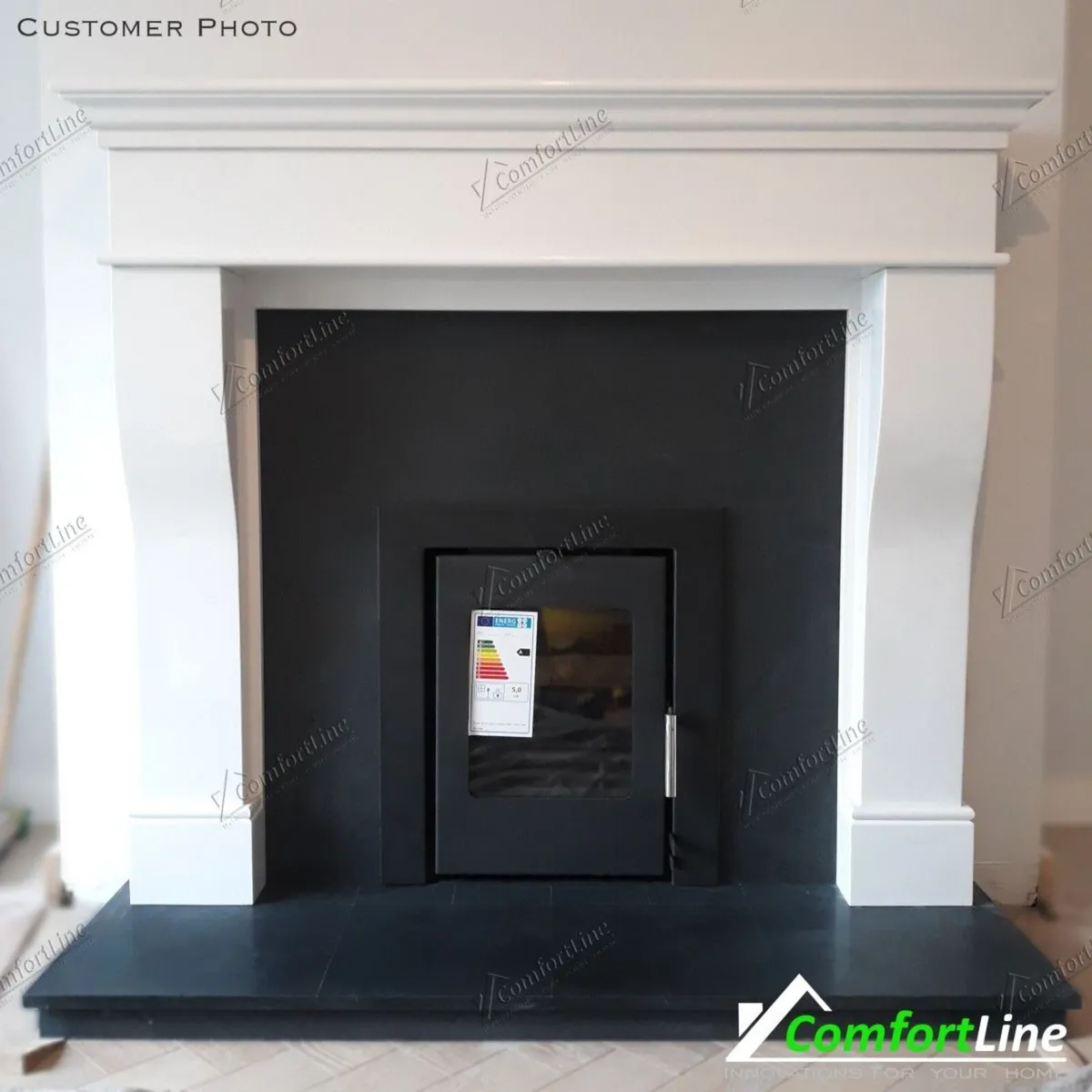Pisa 54'' Fireplace Set with Vitae 9kw Inset Stove - Image 4
