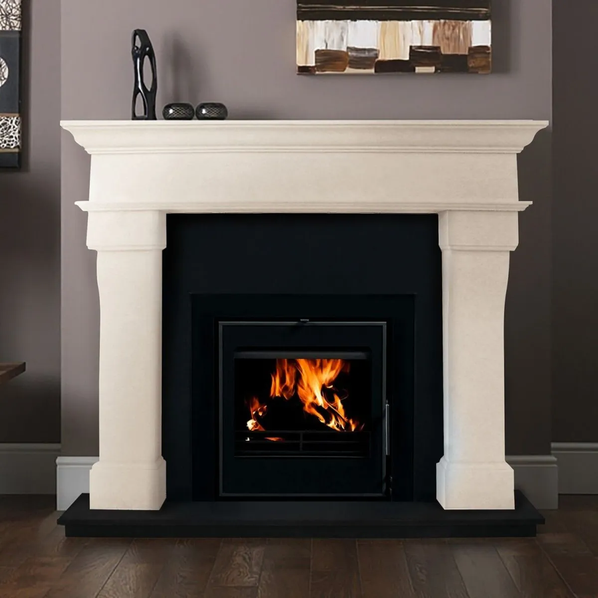 Veneto 54'' Marble Fireplace Set, Vitae 9 Fitted - Image 2