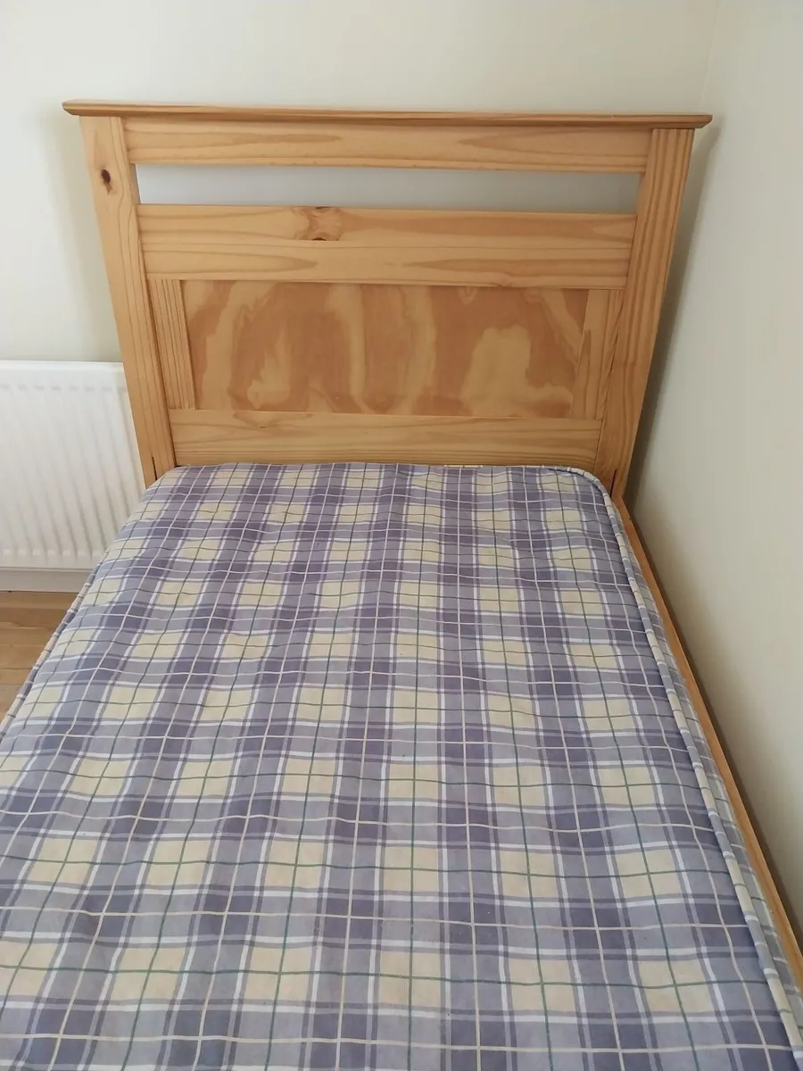 Solid Wood Single Bed Frame & Mattress - Image 2