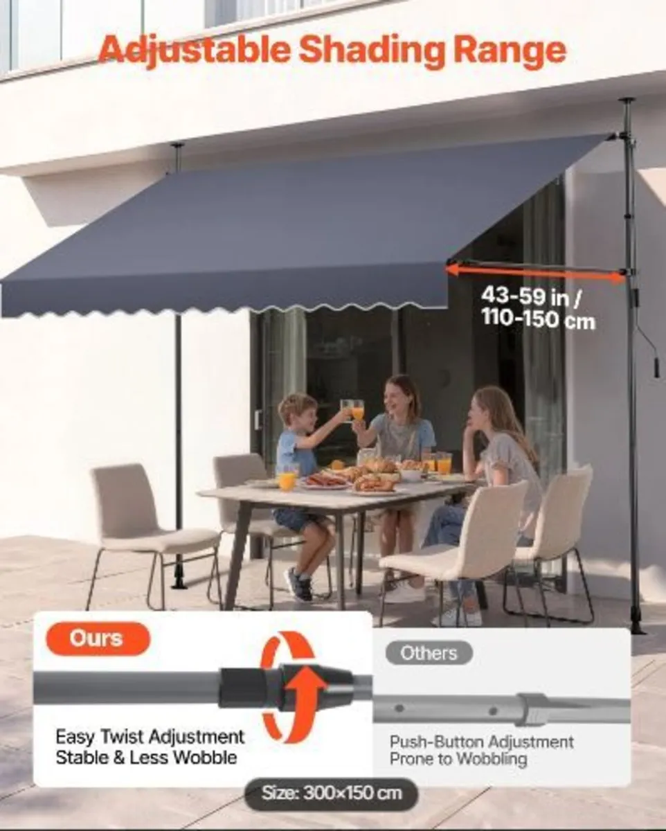 Manual Retractable Awning, 300 cm Outdoor - Image 2