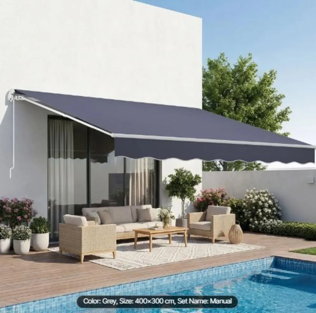 Manual Retractable Awning, 400 x 300 cm - Image 4