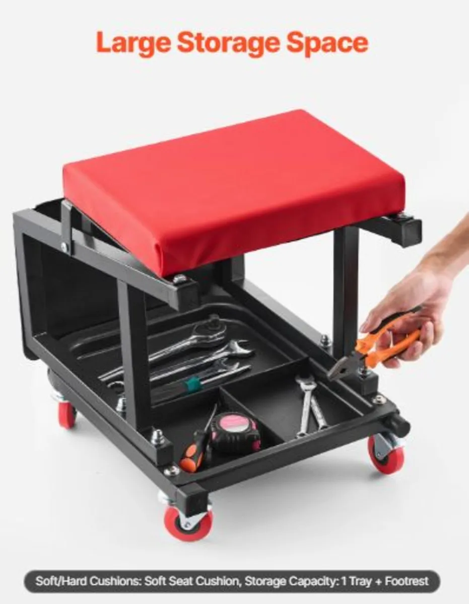 Mechanic Stool, 300 lbs Capacity Garage Seat/Work - Image 3