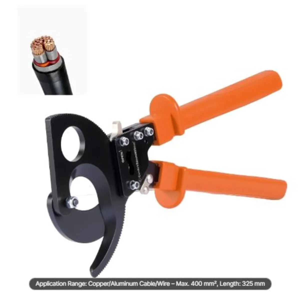 Ratcheting Cable Cutter, Spring Steel Blades - Image 1
