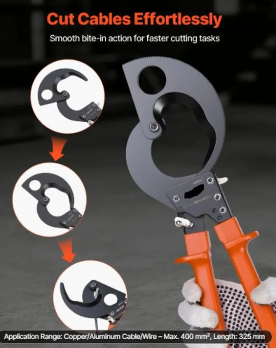 Ratcheting Cable Cutter, Spring Steel Blades - Image 4