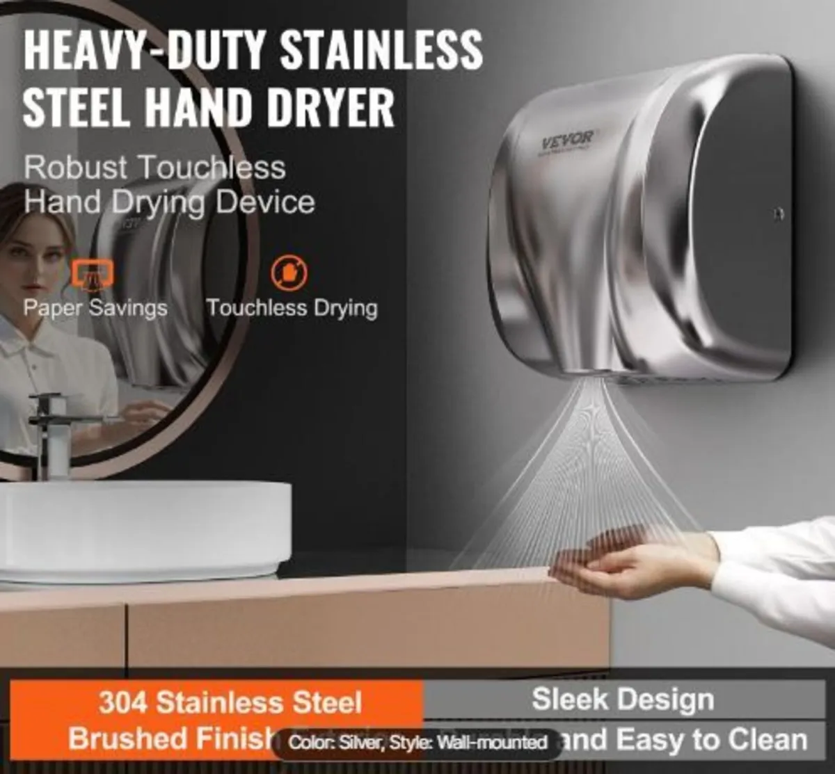 Heavy Duty Commercial Hand Dryer, 1800W - Image 2