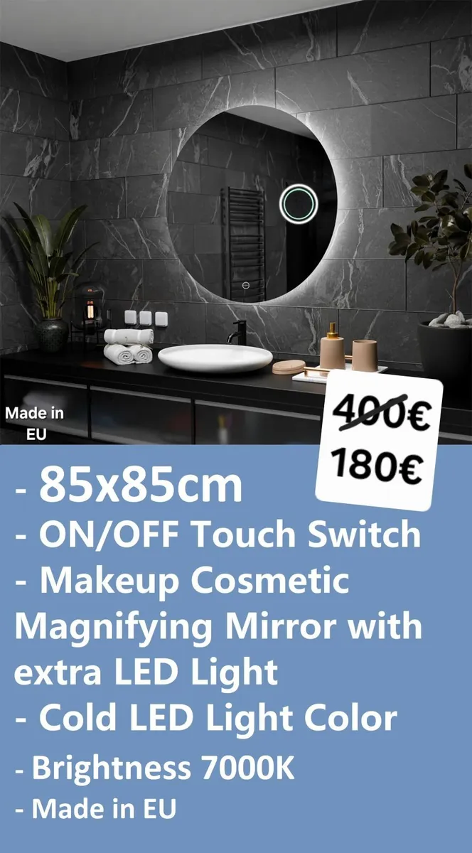 LED Bathroom Mirror Makeup Cosmetic Round Backlit - Image 2