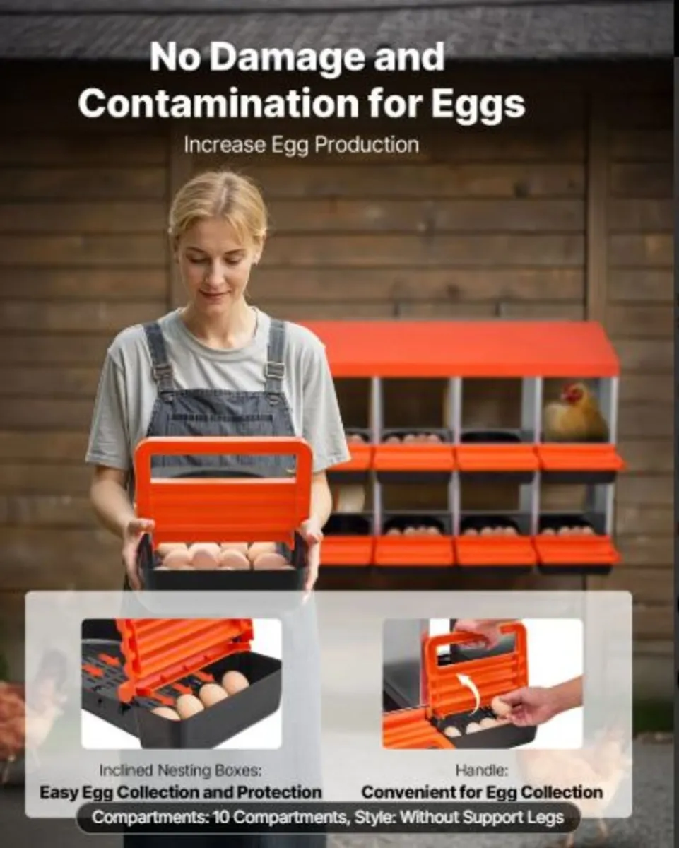 2 Tiers Chicken Nesting Boxes, 10 Compartments, - Image 3