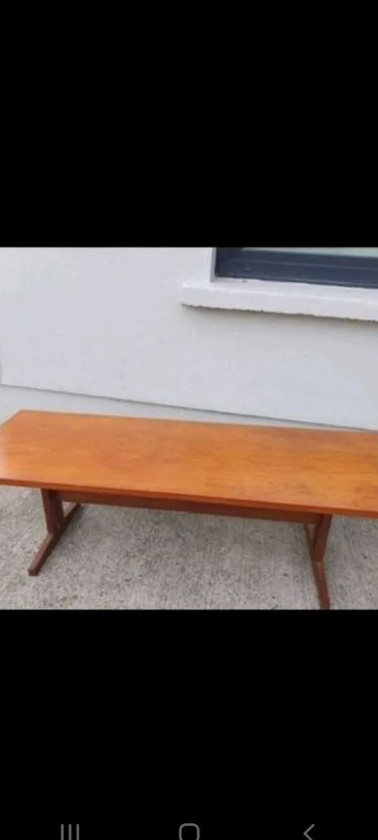 Mid century teak coffee sleigh base  table xxl - Image 1