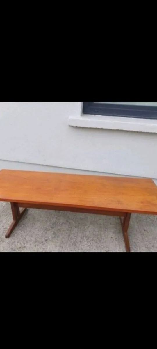 Mid century teak coffee sleigh base  table xxl - Image 4
