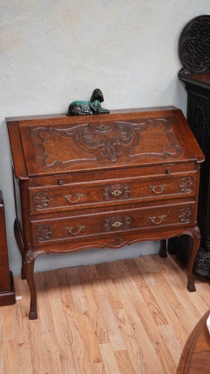 Early 20th Century French Solid Oak Bureau - Image 2