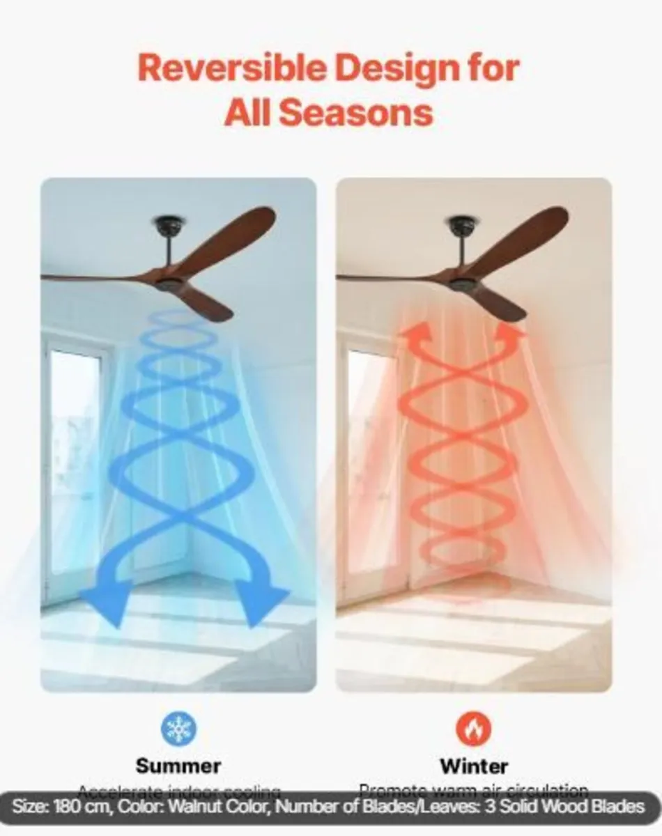 72 Inch Ceiling Fan without Light, 6-Speed - Image 3