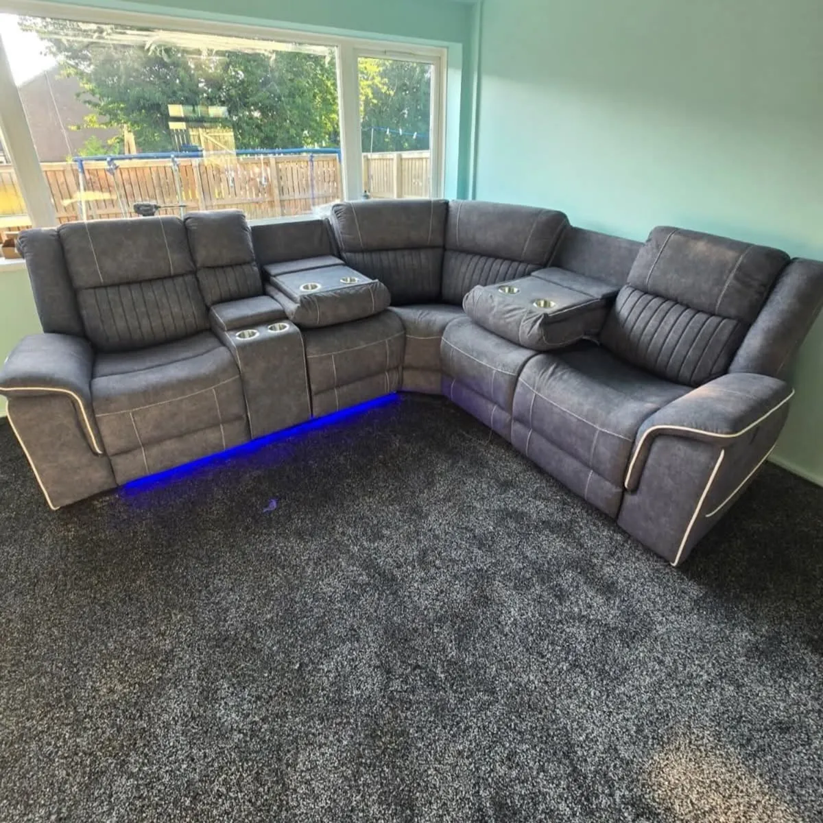 Hannan Corner Electric Micro Fabric Recliner Sofa - Image 4